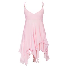 Vintage S/S 1995 Gianni Versace Pink Silk Chiffon Mini Dress