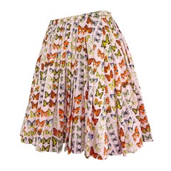 S/S 1995 Gianni Versace Prototype Pink Butterfly Print Pleated Skirt