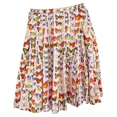 S/S 1995 Gianni Versace Prototipo Falda plisada con estampado de mariposas rosa