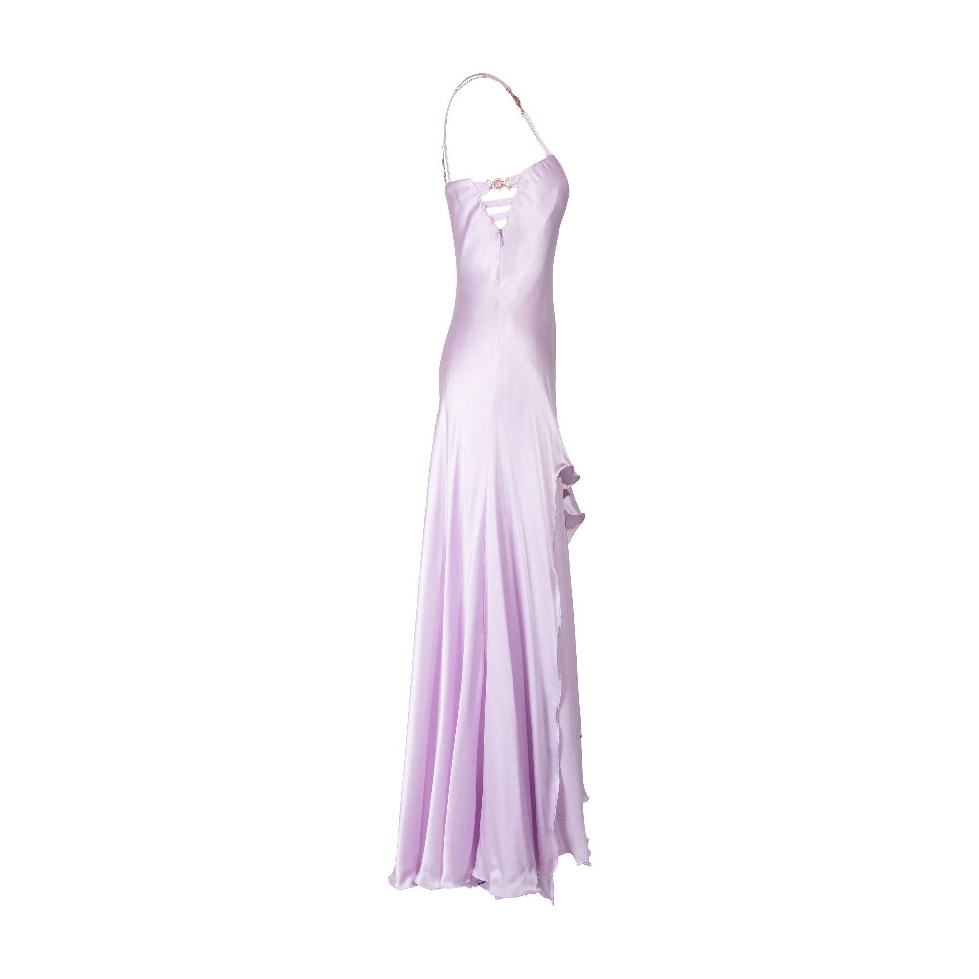 S/S 1995 Gianni Versace Purple Silk Asymmetrical Drape Gown In Good Condition In North Hollywood, CA