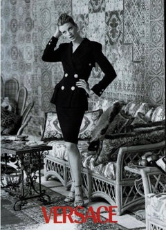 S/S 1995 Gianni Versace Runway Ad Navy Double Breasted Medusa Blazer