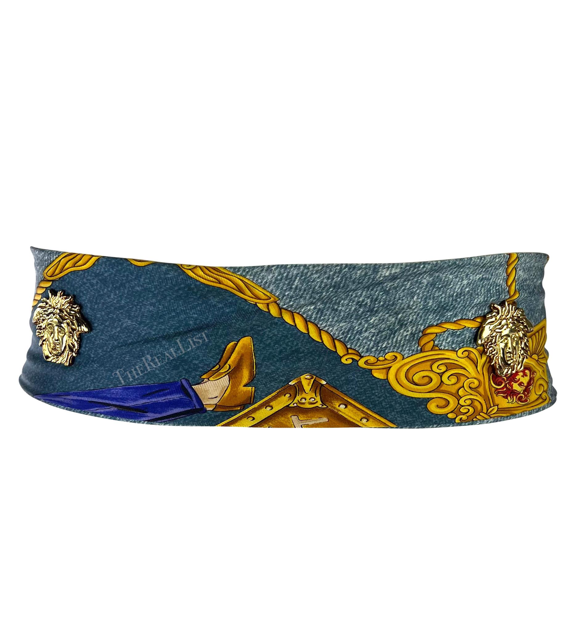 S/S 1995 Gianni Versace Western 'Blue Jeans' Denim Print Silk Scarf Belt (ceinture foulard en soie) Bon état - En vente à West Hollywood, CA