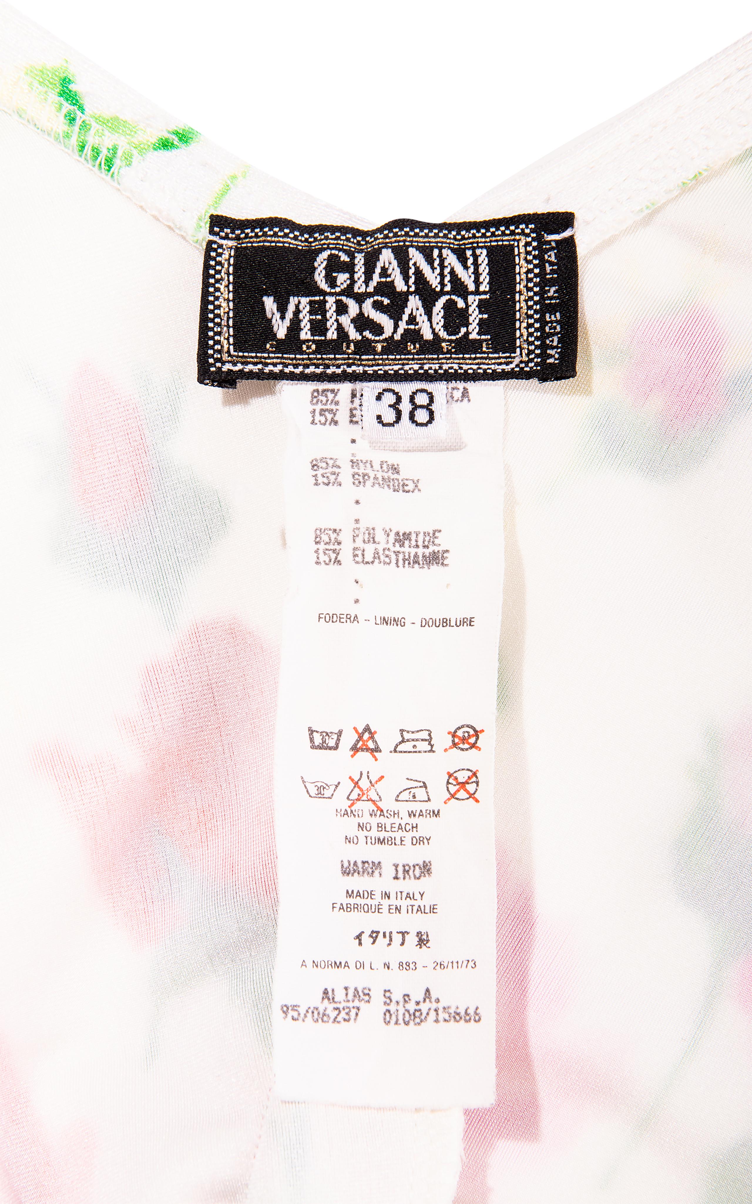 S/S 1995 Gianni Versace White Floral Midi Dress 3