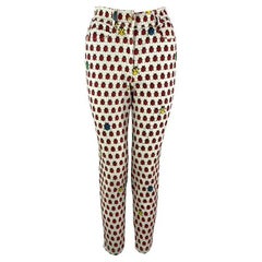 S/S 1995 Gianni Versace White Lady Bug Print Denim Jean Pants
