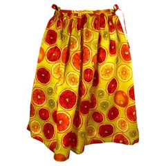 Retro S/S 1995 Gucci by Tom Ford 1st Runway Citrus Fruit Print Silk Balloon Tie Skirt