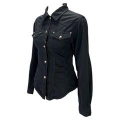 S/S 1995 Gucci by Tom Ford GG Snap Black Cotton Twill Tapered Top