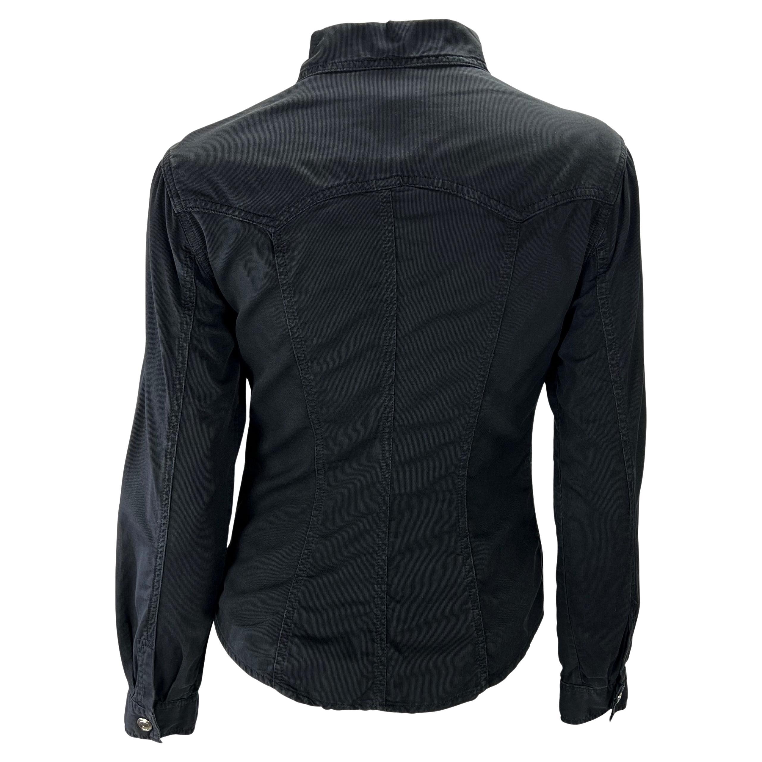 P/E 1995 Gucci by Tom Ford GG Snap Black Cotton Twill Tapered Top In condizioni buone in vendita a West Hollywood, CA