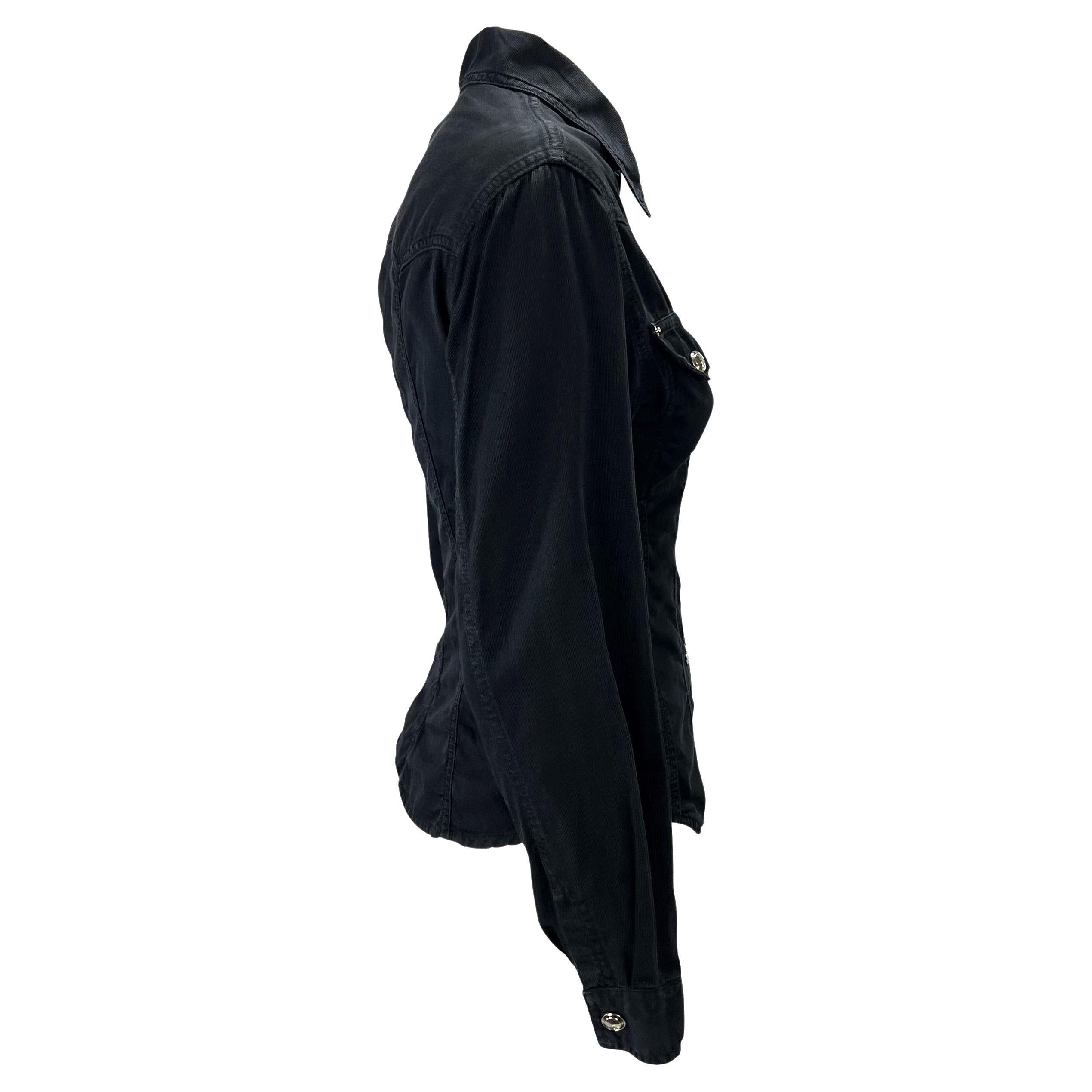 Donna P/E 1995 Gucci by Tom Ford GG Snap Black Cotton Twill Tapered Top in vendita