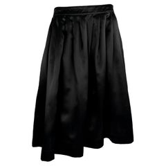 S/S 1995 Gucci by Tom Ford Runway Black Silk Satin Pleated Flare Skirt