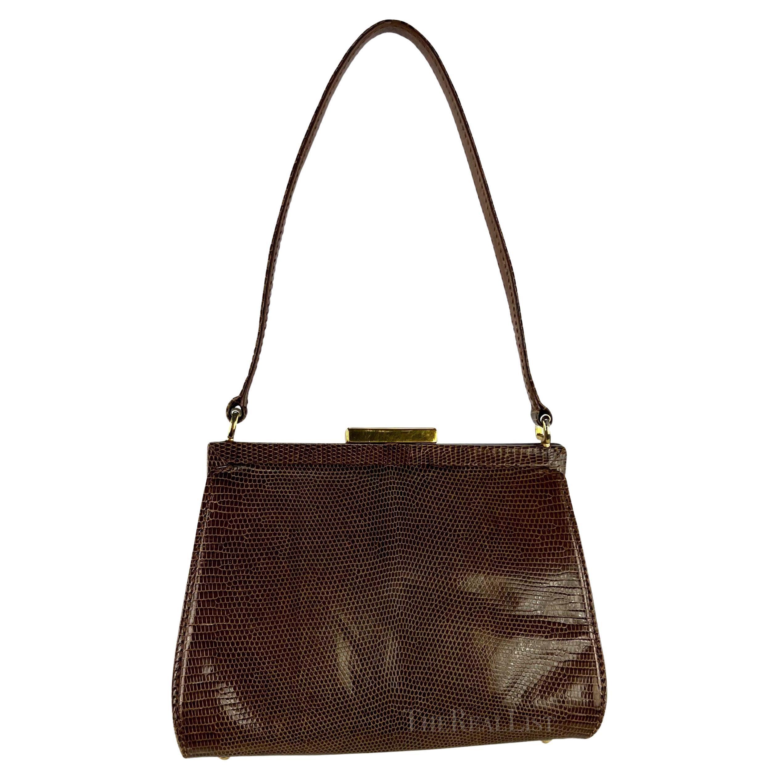 Women's S/S 1995 Gucci by Tom Ford Tan Lizard Skin Top Handle Mini Bag