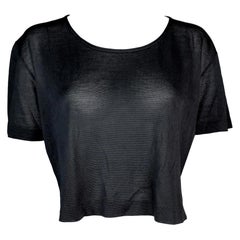 Vintage S/S 1995 Gucci Tom Ford Sheer Black Silk Baggy Crop Top T-Shirt