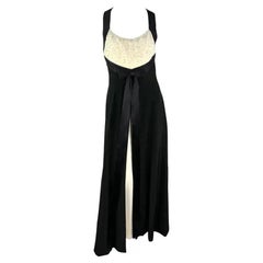 S/S 1995 Jacques Fath Runway Robe à ruban perlé noir et blanc