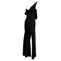 S/S 1995 John Galliano Black Satin Off Shoulder High Slit Star Gown ...