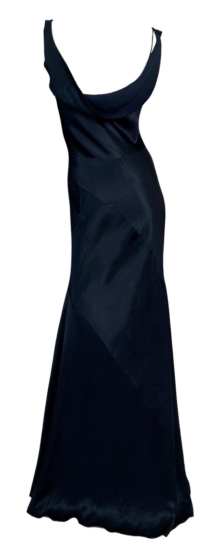 S/S 1995 John Galliano Navy Blue Satin Gown Dress at 1stDibs
