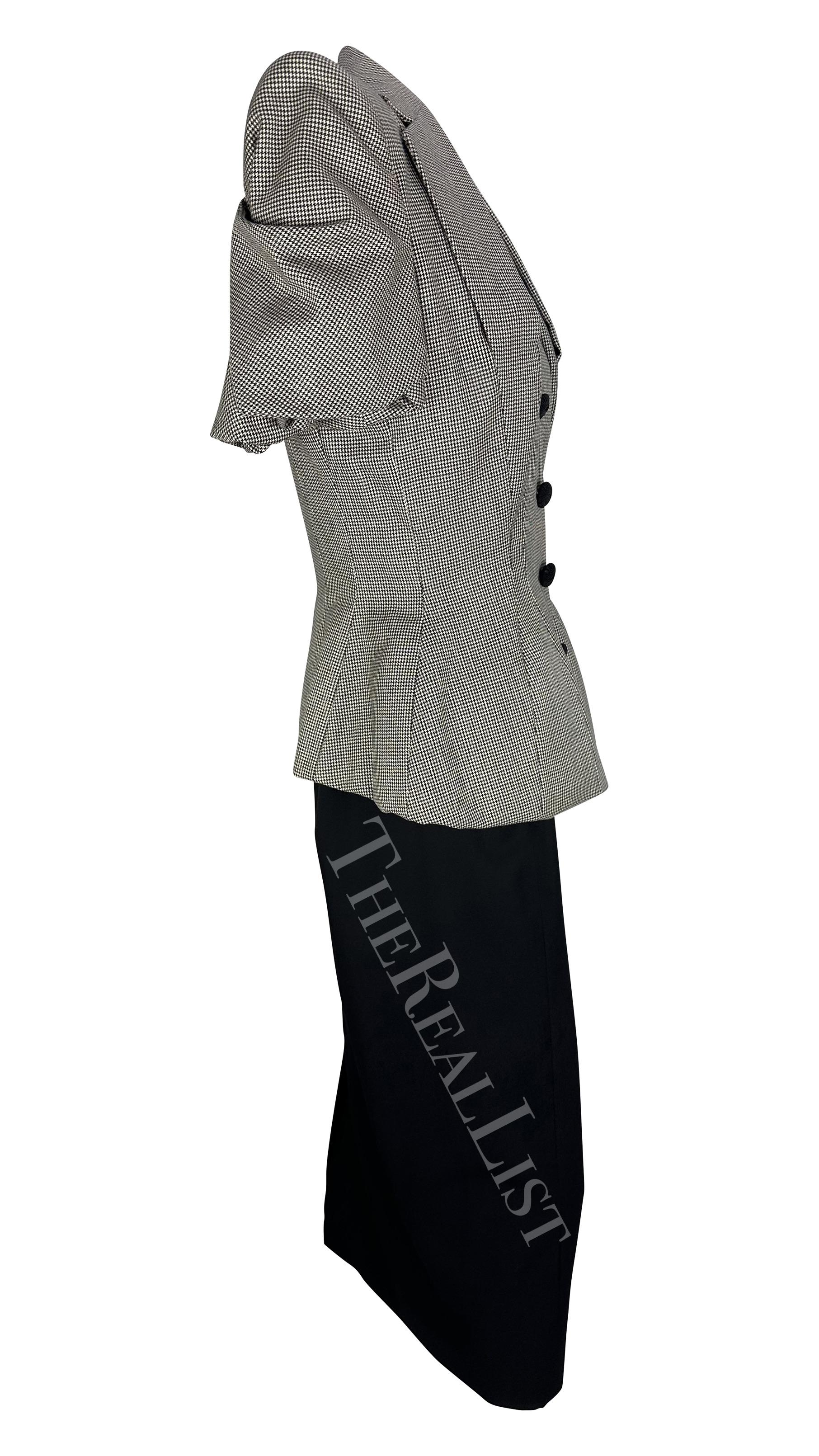 S/S 1995 John Galliano Runway Pin-Up Black Dress Houndstooth Blazer Set For Sale 7