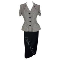 F/S 1995 John Galliano Laufsteg Pin-Up Schwarzes Kleid mit Hahnentrittmuster Blazer Set