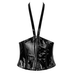 S/S 1995 Karl Lagerfeld Runway Black Patent Leather Corset Halter Waist Belt F38