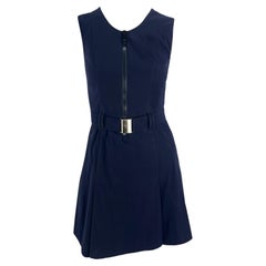 P/E 1995 Prada - Vestito senza maniche con cintura e zip in nylon navy con logo