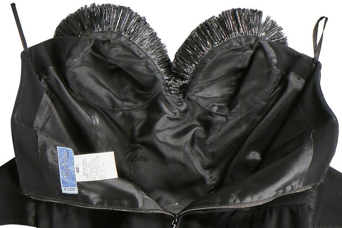 S/S 1995 Thierry Mugler black raffia strapless cocktail dress In Excellent Condition In Montgomery, TX
