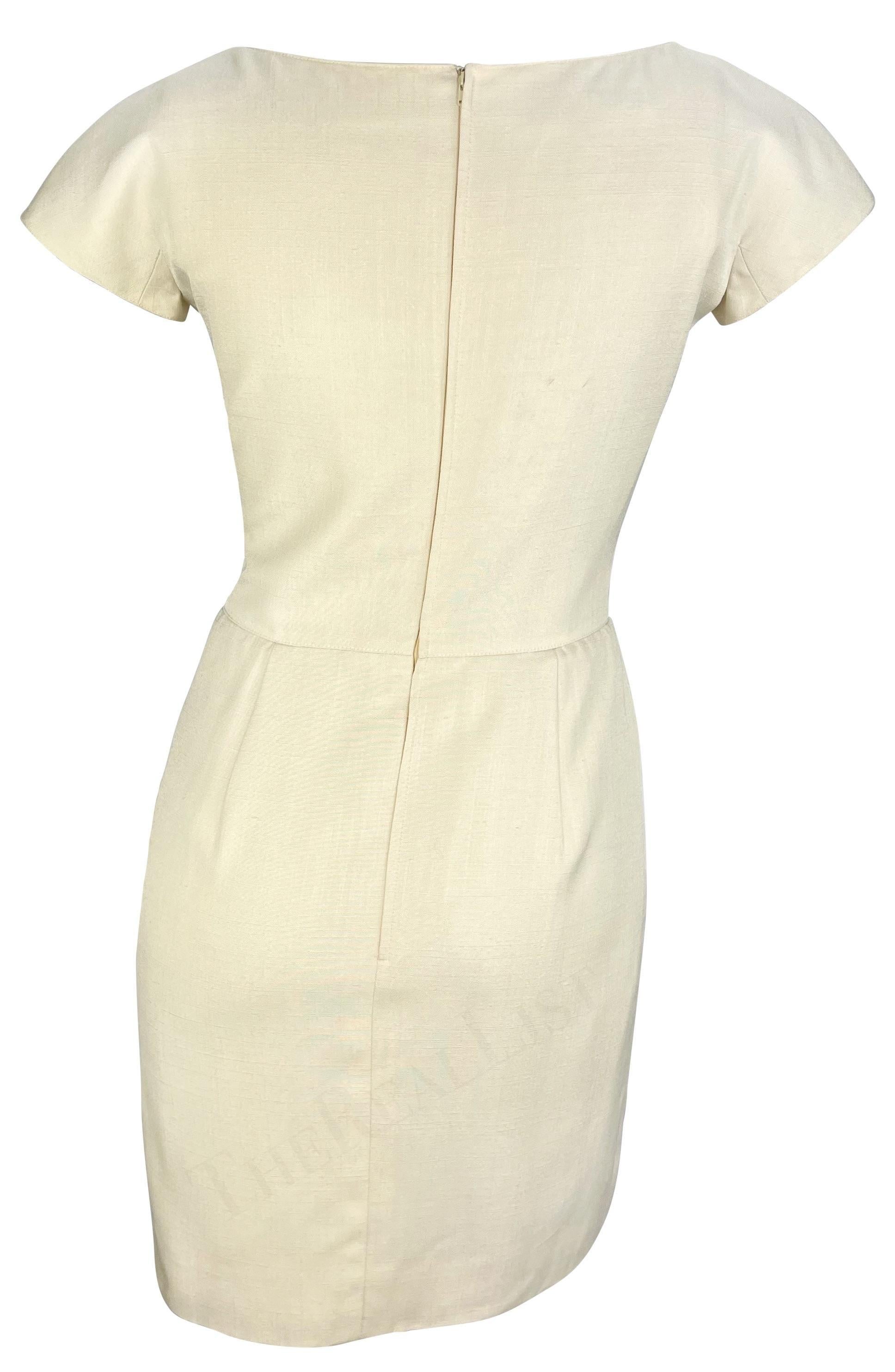 Robe midi Valentino Garavani Creme Corset à lacets et manches pétales, P/E 1995 Pour femmes en vente