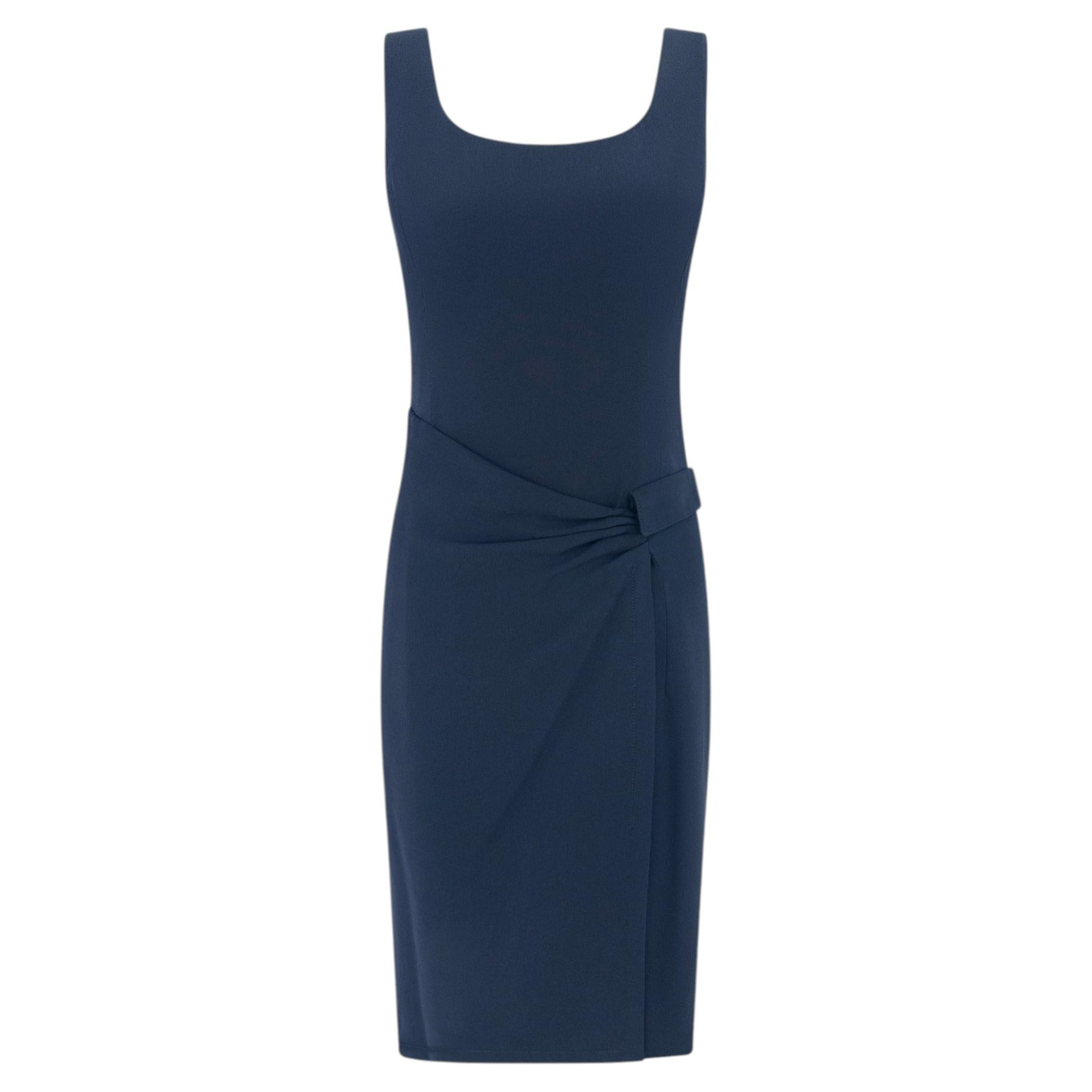 S/S 1995 Valentino Garavani Runway Navy Asymmetric Sleeveless Midi Dress