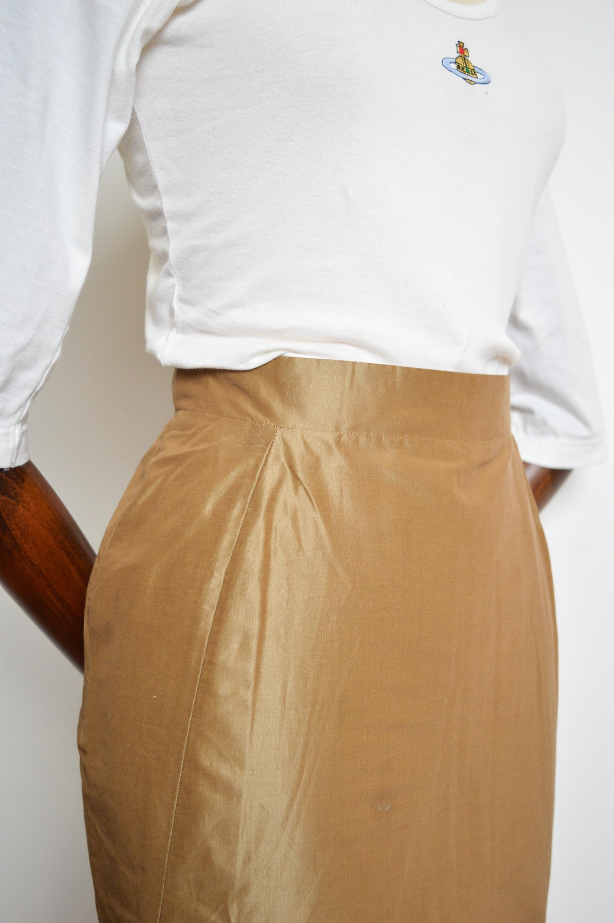 S/ S 1995 Vivienne Westwood Runway 'Erotic Zones' Gold Fishtail Pencil Skirt For Sale 5