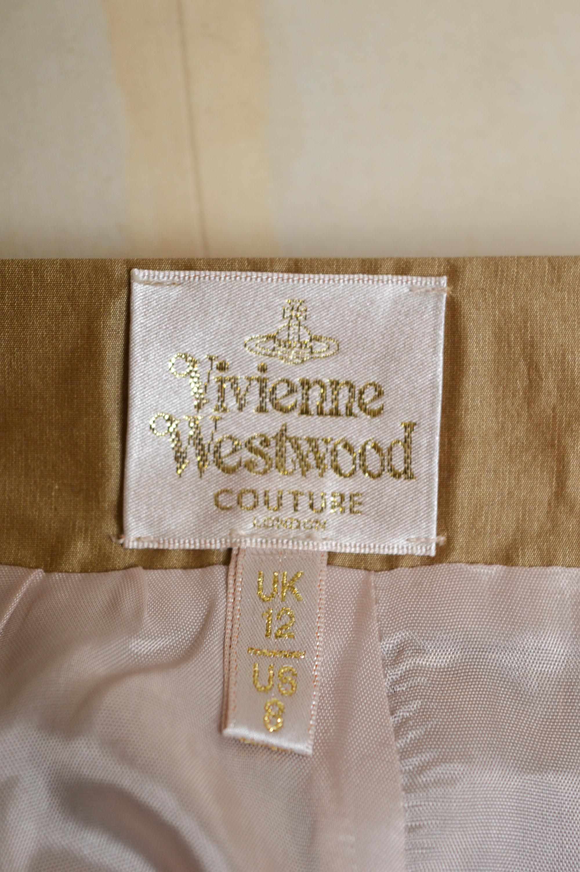 S/ S 1995 Vivienne Westwood Runway 'Erotic Zones' Gold Fishtail Pencil Skirt In Good Condition For Sale In Sheffield, GB