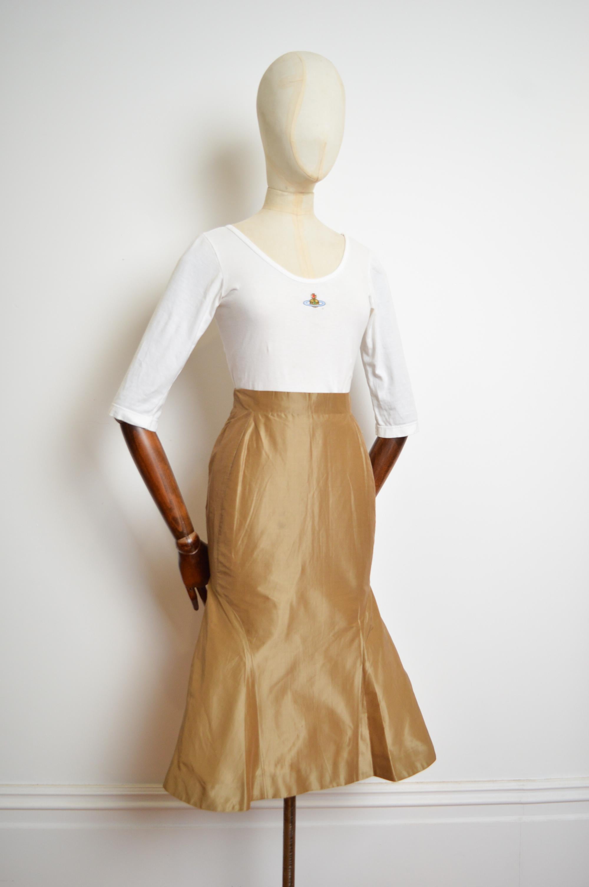 S/ S 1995 Vivienne Westwood Runway 'Erotic Zones' Gold Fishtail Pencil Skirt For Sale 3