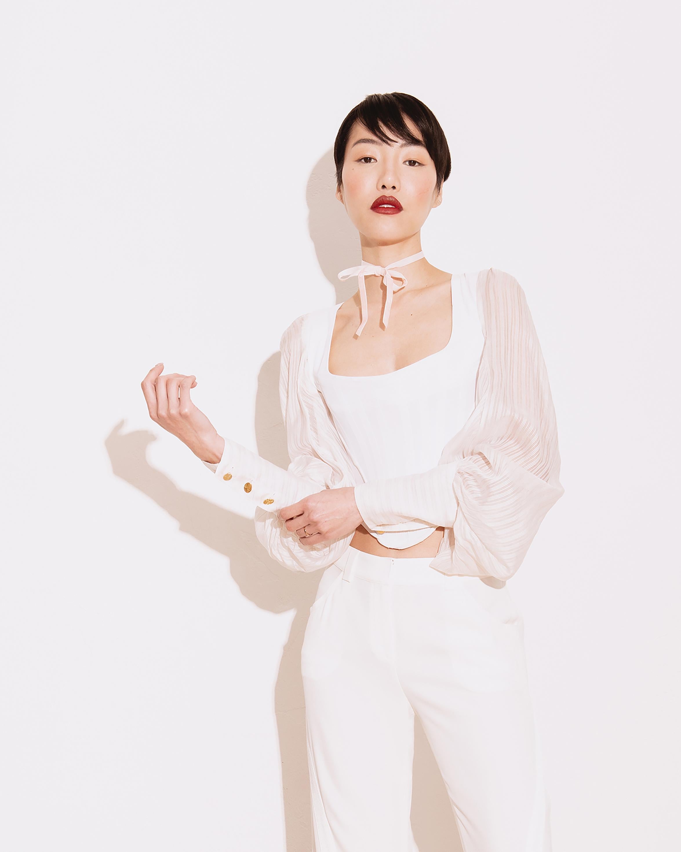 S/S 1995 Vivienne Westwood White Bishop Sleeve Corset Top 1