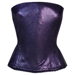 Vintage S/S 1996 Atelier Versace by Gianni Purple Chainmail Strapless Bustier Top