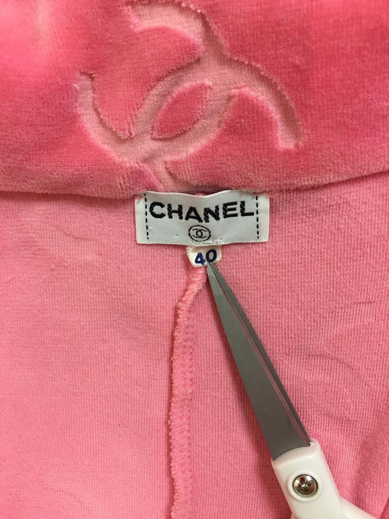 S/S 1996 Chanel Pink Logo Monogram Velvet Plunging Micro Mini Dress