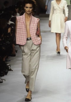 S/S 1996 Chanel Pink Plaid Gingham Wool Vintage Runway Vest