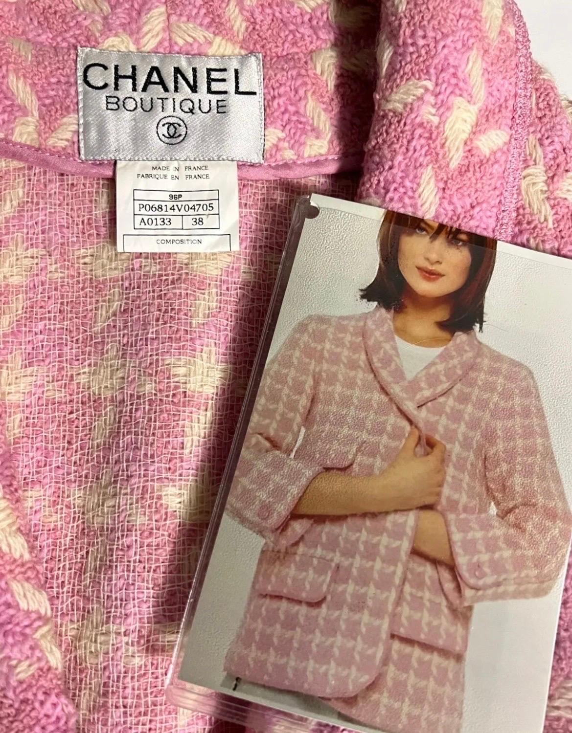 S/S 1996 Chanel Pink Plaid Gingham Wool Vintage Runway Vest  2