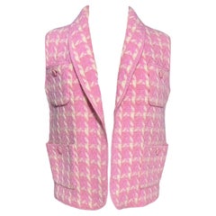 S/S 1996 Chanel Pink Plaid Gingham Wool Vintage Runway Vest