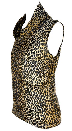 S/S 1996 Dolce & Gabbana Cheetah Print Stretch Sleeveless Mock Neck Top