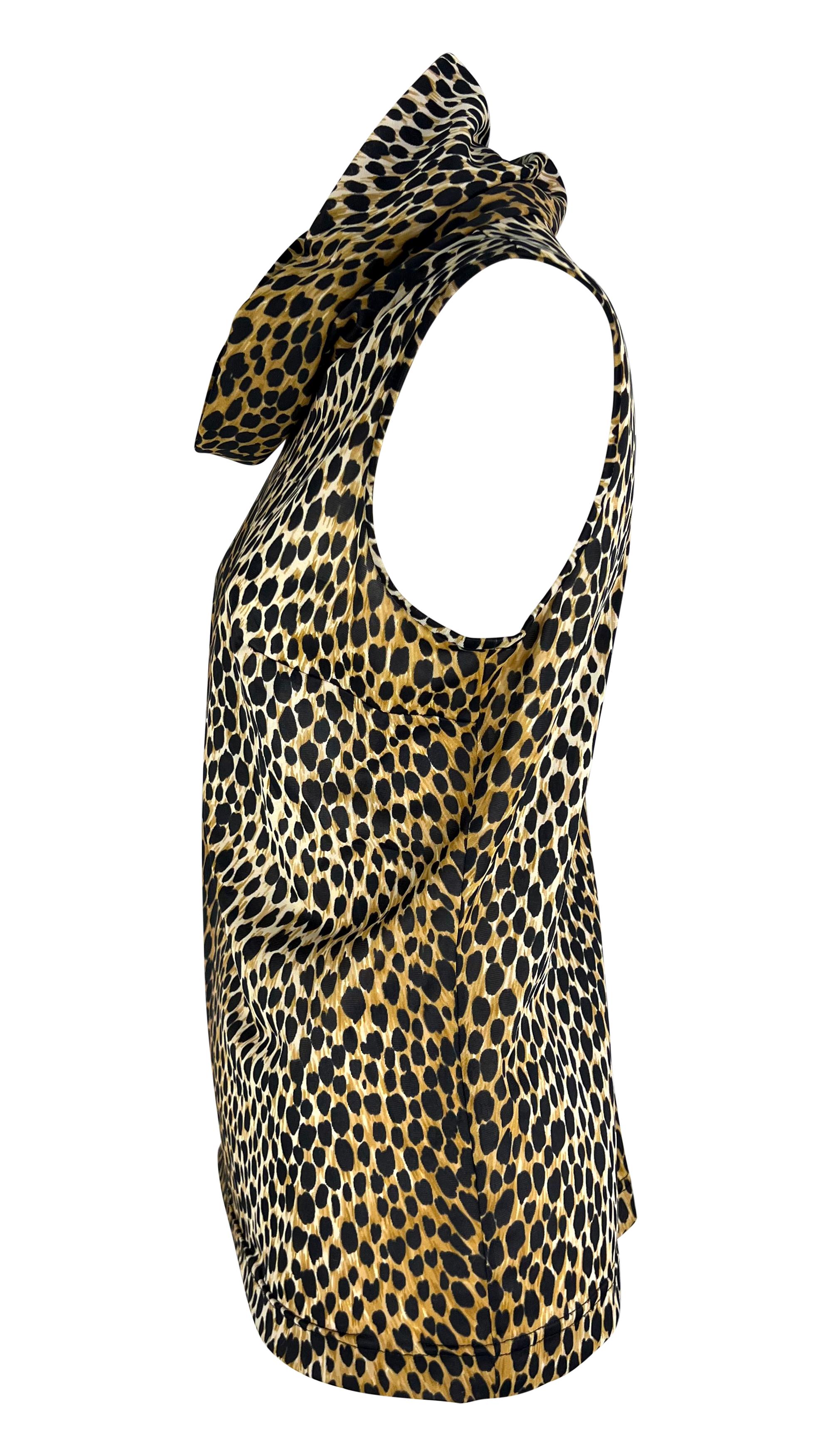 Nero P/E 1996 Dolce & Gabbana - Top con stampa ghepardo e maniche elasticizzate con scollo alla coreana in vendita