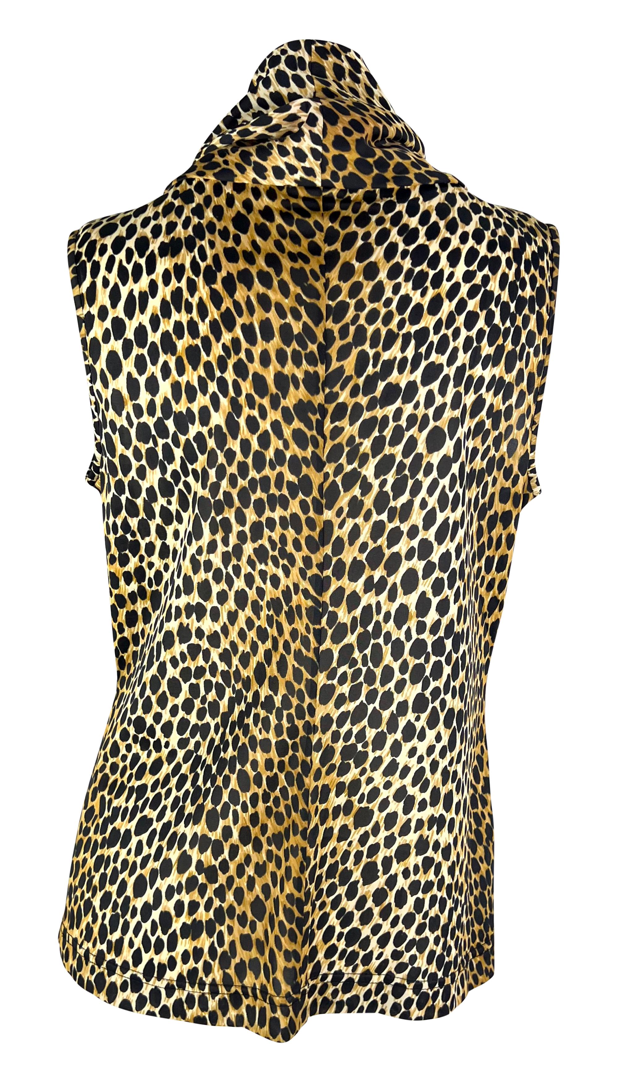 P/E 1996 Dolce & Gabbana - Top con stampa ghepardo e maniche elasticizzate con scollo alla coreana In condizioni ottime in vendita a West Hollywood, CA