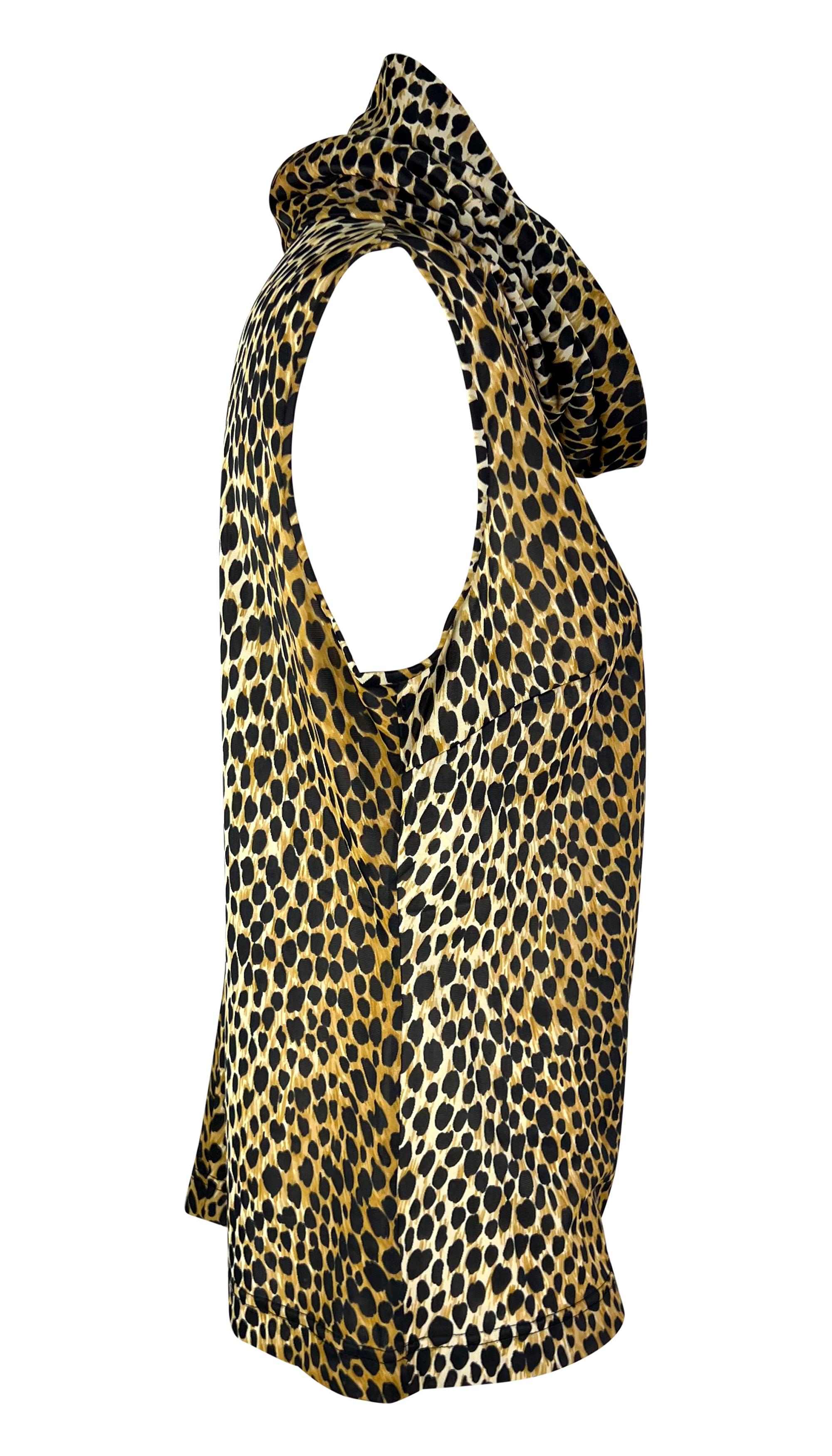 Donna P/E 1996 Dolce & Gabbana - Top con stampa ghepardo e maniche elasticizzate con scollo alla coreana in vendita