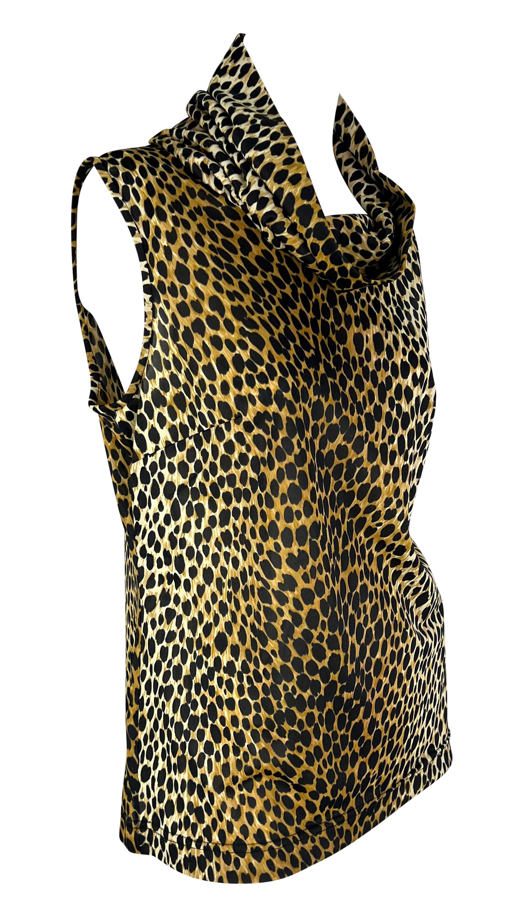 P/E 1996 Dolce & Gabbana - Top con stampa ghepardo e maniche elasticizzate con scollo alla coreana in vendita 1