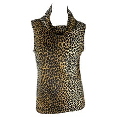 S/S 1996 Dolce & Gabbana Cheetah Print Stretch Sleeveless Mock Neck Top