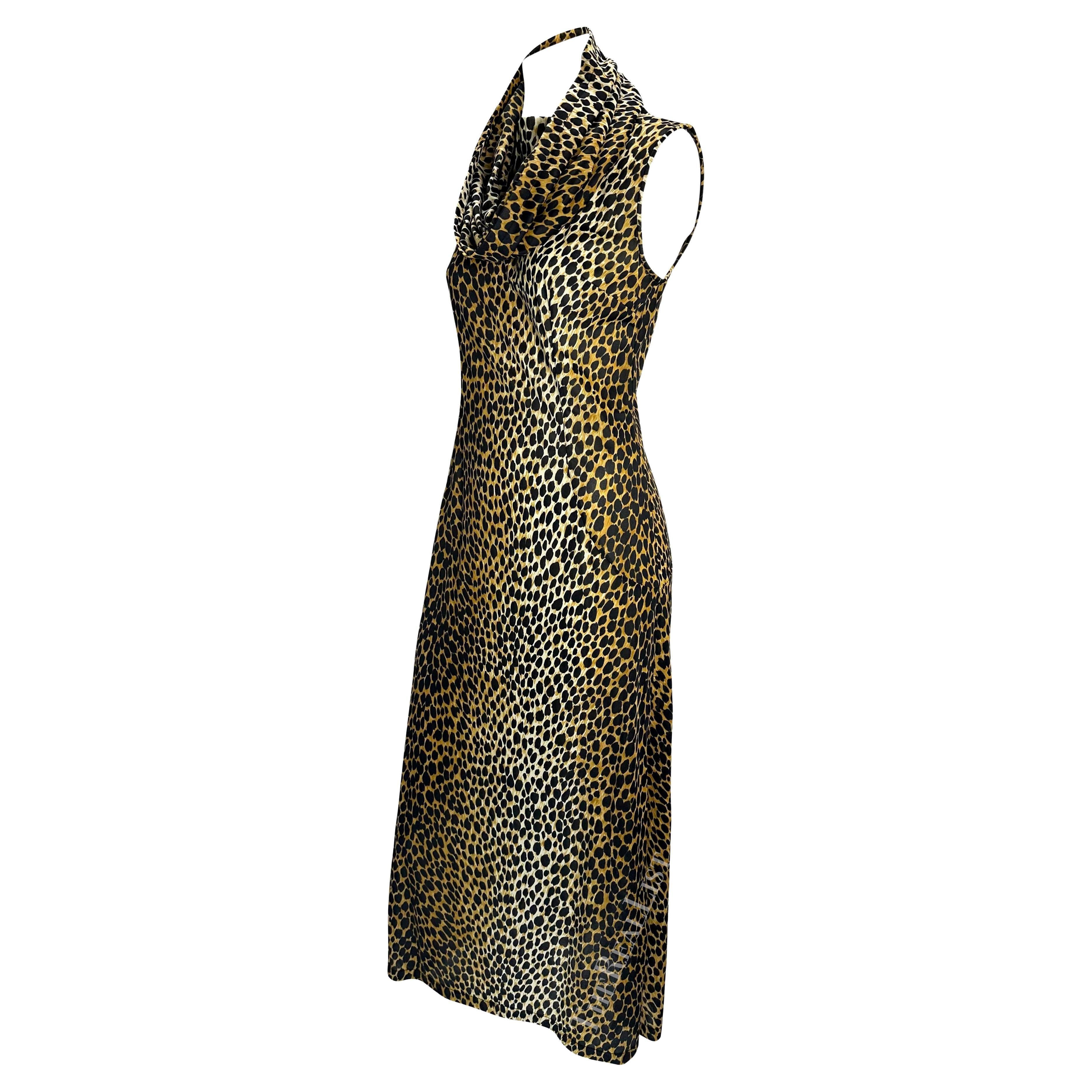 S/S 1996 Dolce & Gabbana Robe fendue à capuche en tissu stretch imprimé guépard en vente 6