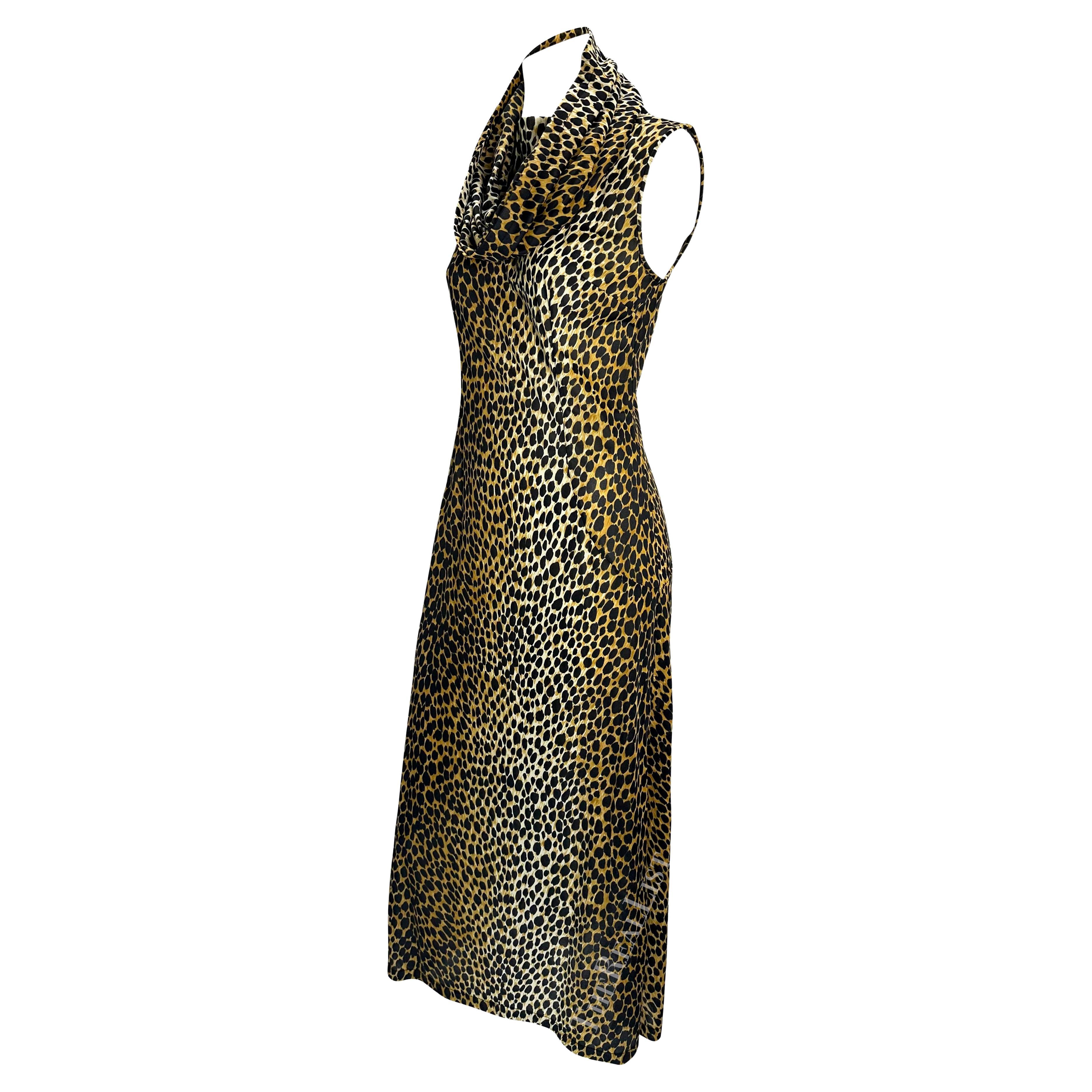 S/S 1996 Dolce & Gabbana Hooded Stretch Leopard Print Hit Slit Dress For Sale 7