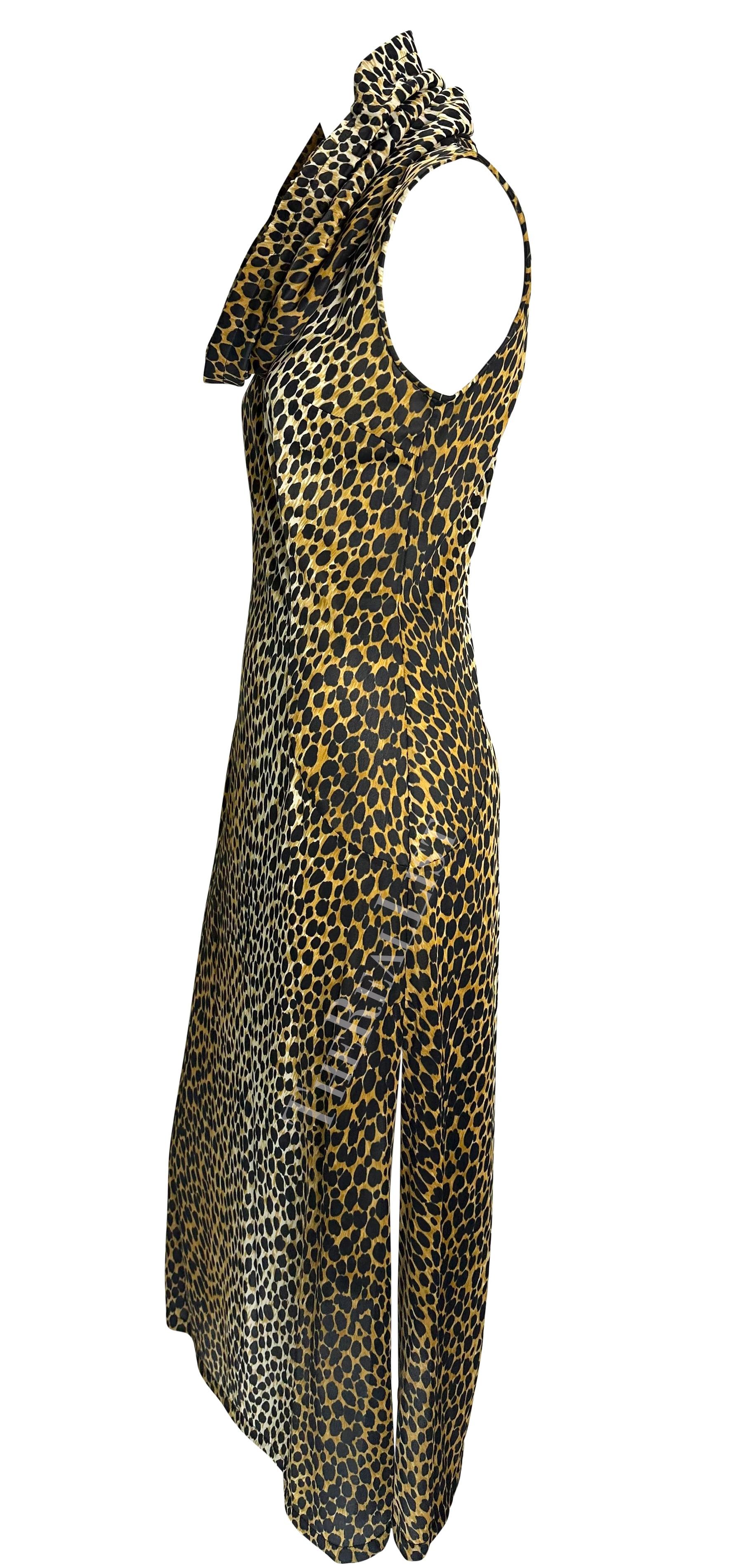 S/S 1996 Dolce & Gabbana Hooded Stretch Leopard Print Hit Slit Dress For Sale 8
