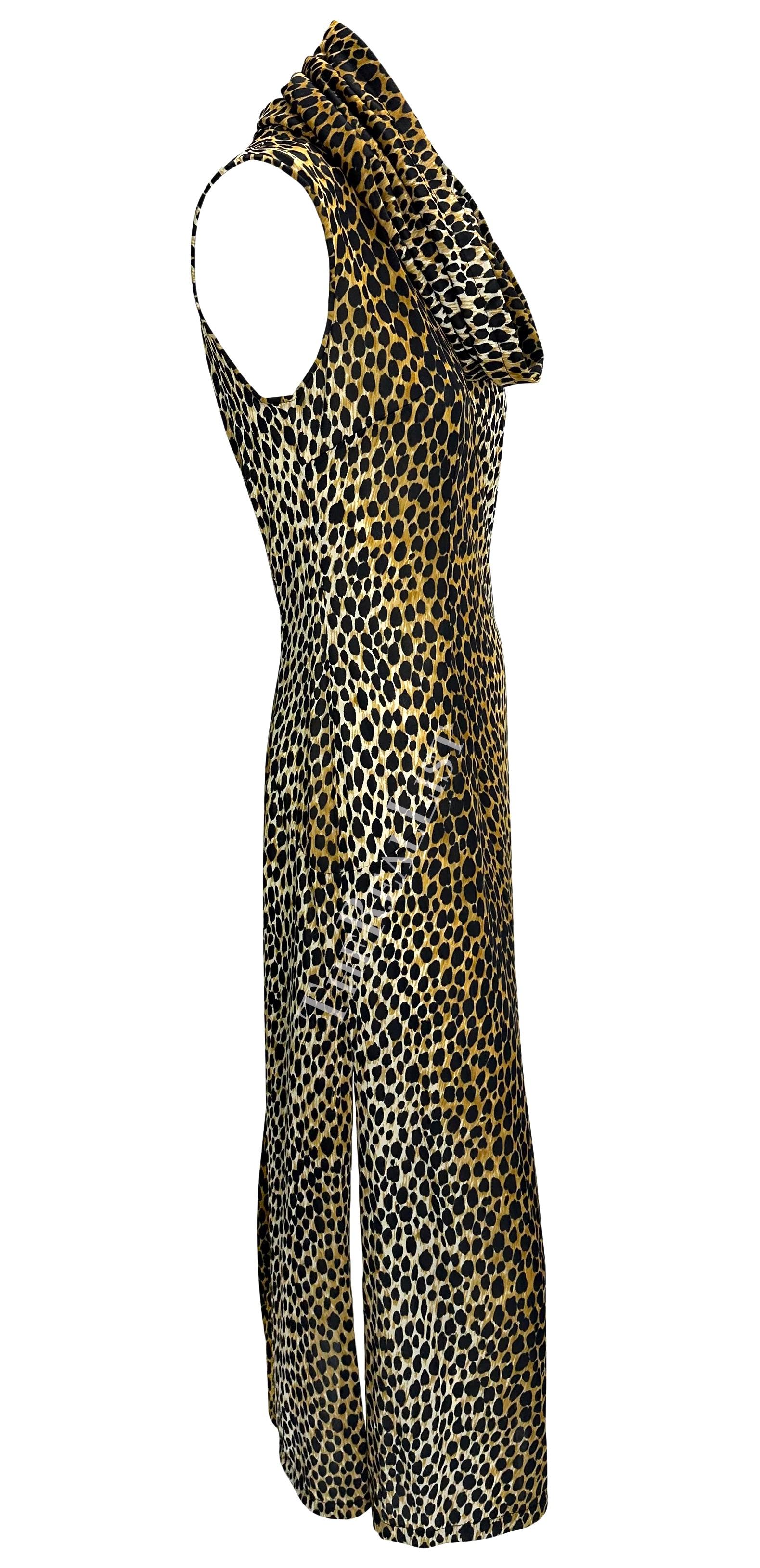 S/S 1996 Dolce & Gabbana Hooded Stretch Leopard Print Hit Slit Dress For Sale 10