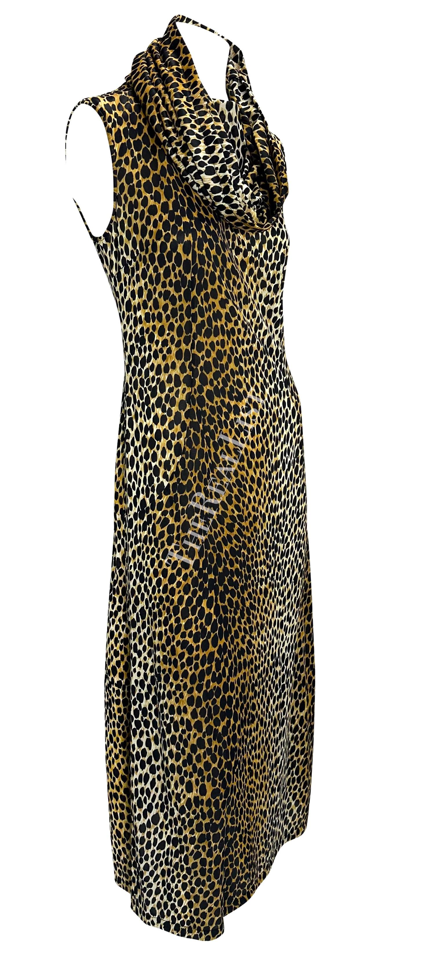 S/S 1996 Dolce & Gabbana Hooded Stretch Leopard Print Hit Slit Dress For Sale 11