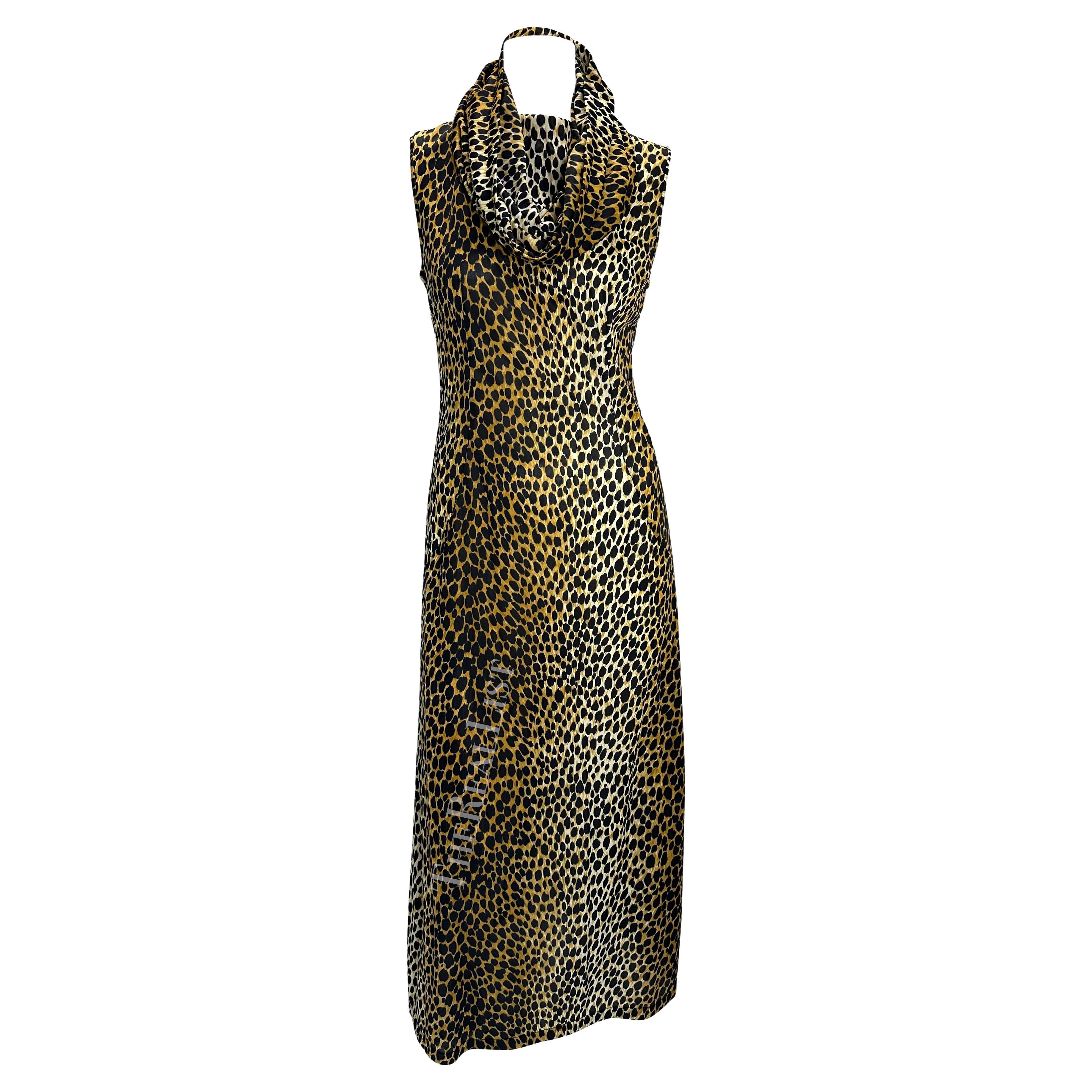 S/S 1996 Dolce & Gabbana Hooded Stretch Leopard Print Hit Slit Dress For Sale 6