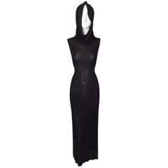 Vintage S/S 1996 Dolce & Gabbana Runway Black Sheer Hooded Dress