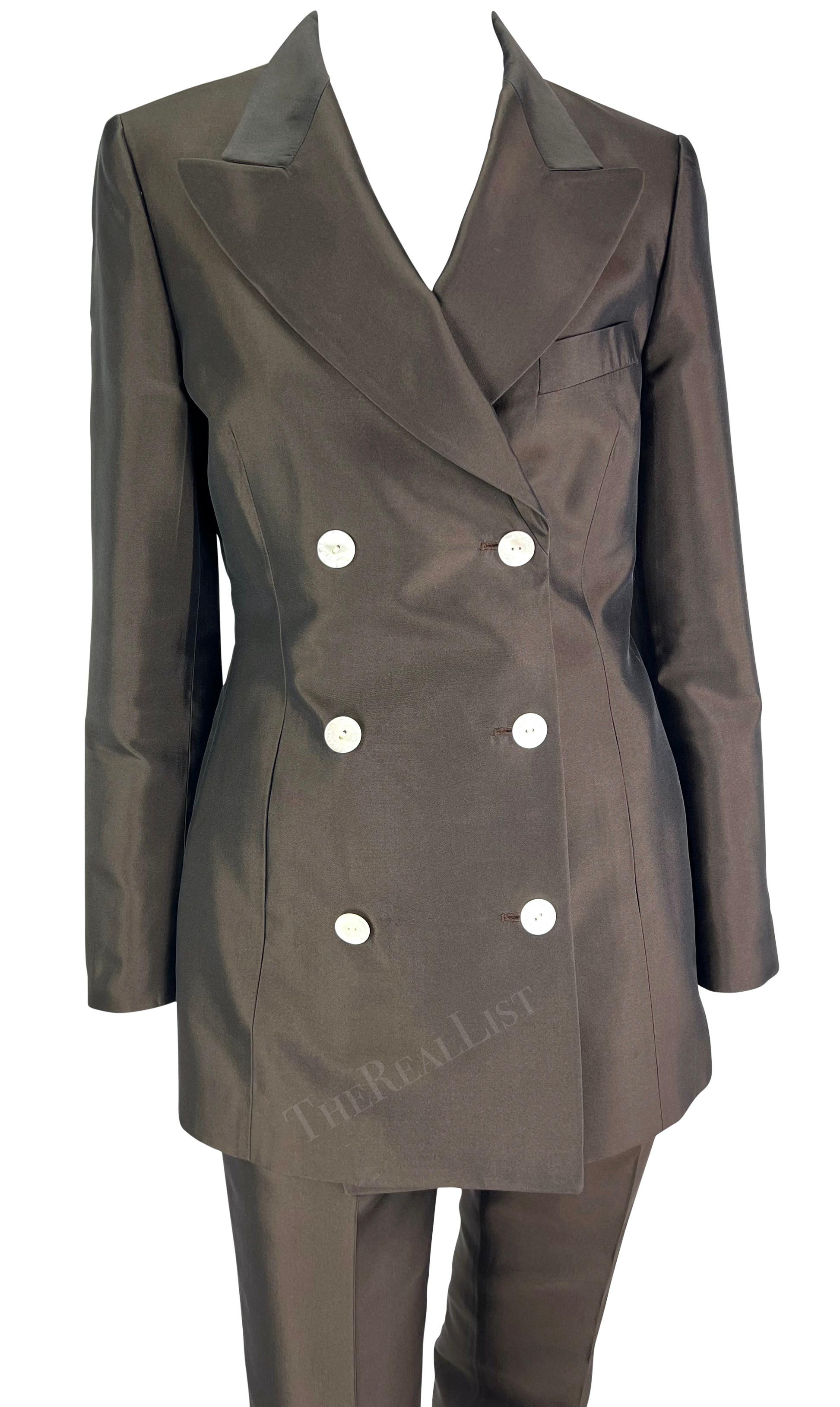 Nero P/E 1996 Dolce & Gabbana - Tailleur doppiopetto in seta marrone in vendita
