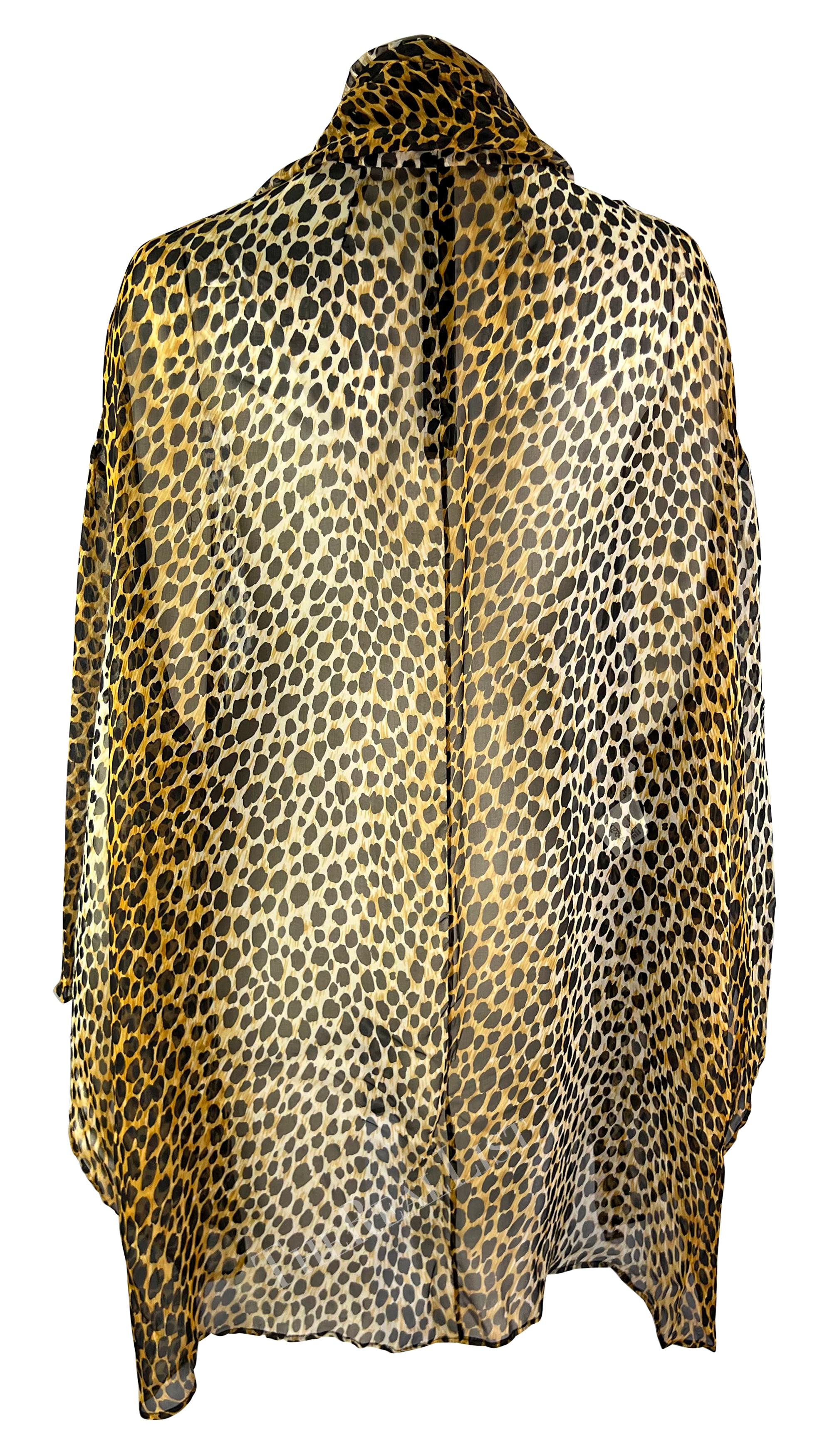 S/S 1996 Dolce & Gabbana Runway Cheetah Print Sheer Silk Hooded Poncho Tunic 4