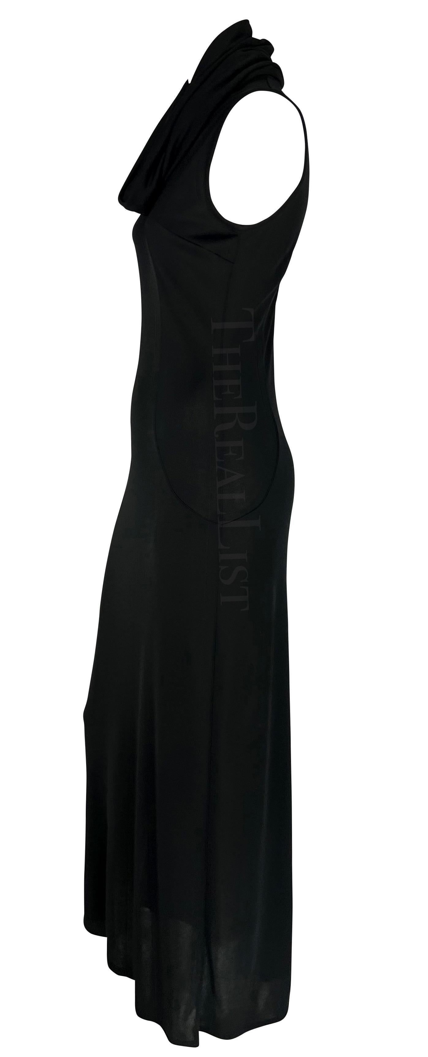 S/S 1996 Dolce & Gabbana Runway Hooded Stretch Black High Slit Dress For Sale 7
